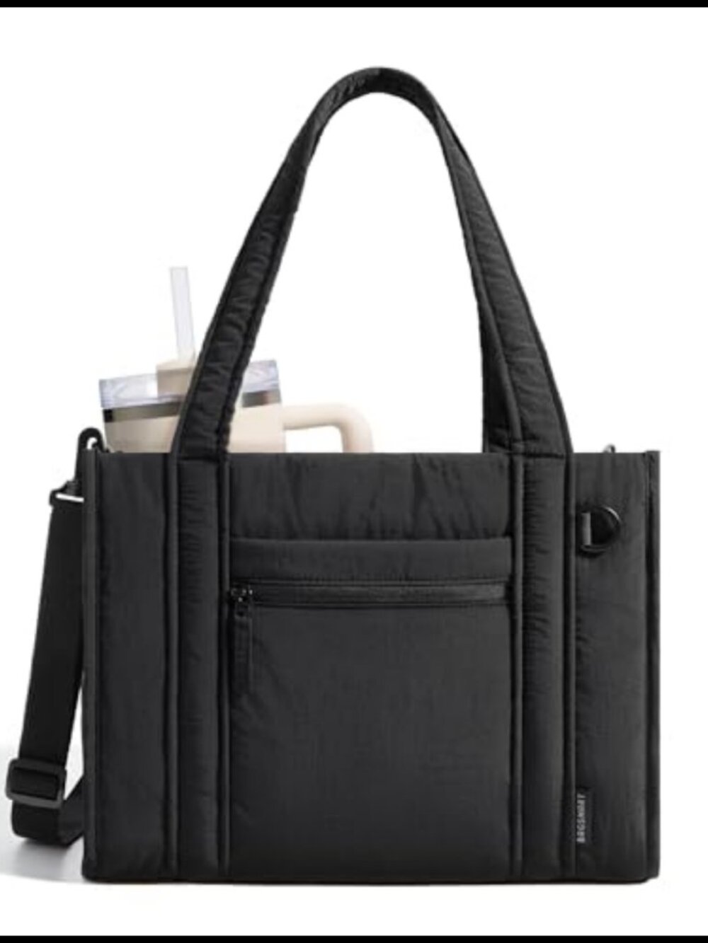Quilted Puffer Tote Bag With Crossbody Strap